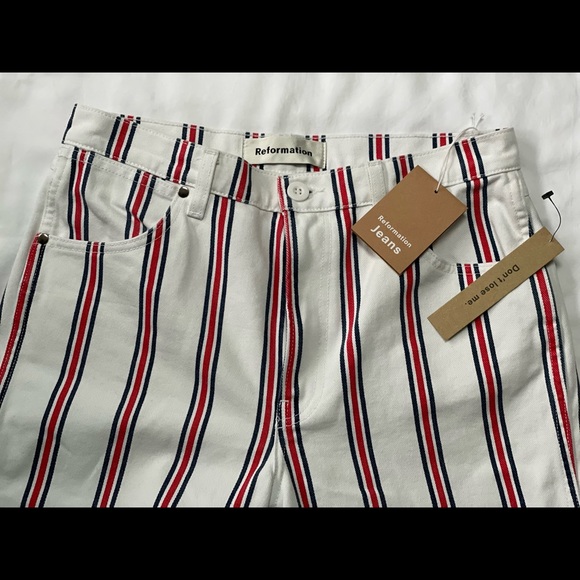 Reformation // Roper Pants // Size 29 // White Red Blue // Wide Leg - Picture 2 of 6